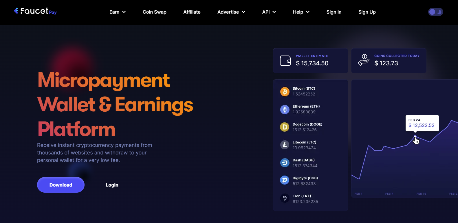 FaucetPay Dashboard Preview